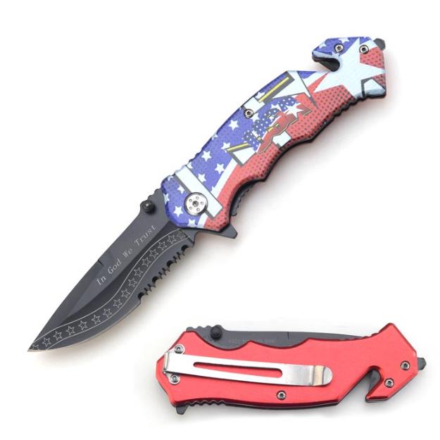 "In God We Trust " USA Tactical Folder Spring Assist Knife 4.5